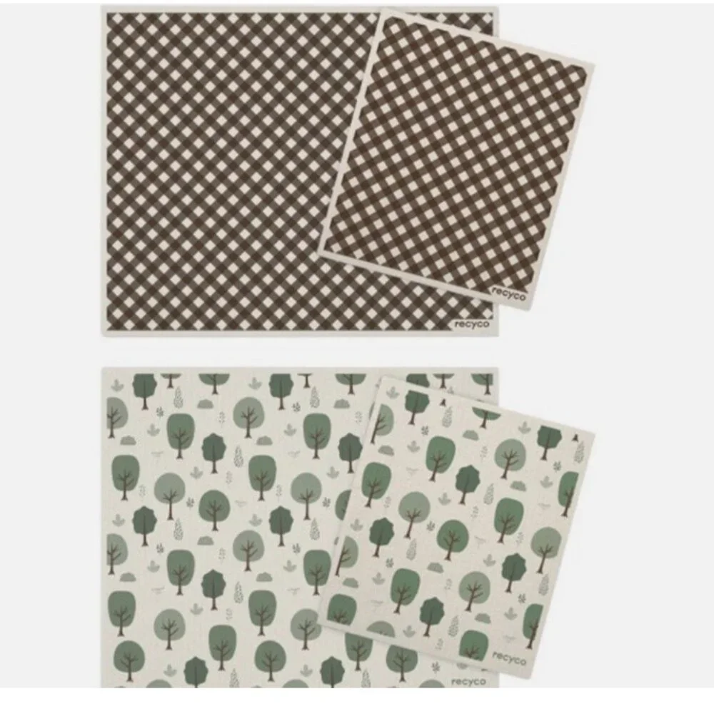 Swedish Dishcloth 12-piece Set Foxes with Trees